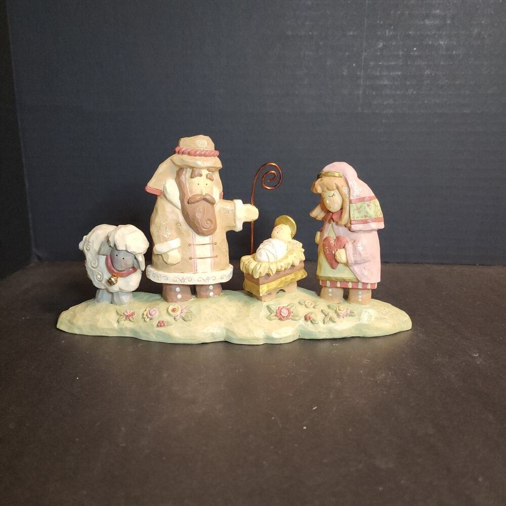 Vtg Kurt S Adler Nativiy Scene-Angel Heights-J6713 Pastel Resin 5"×9" Figurine